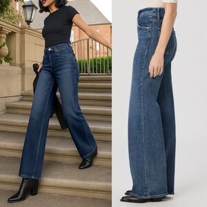 PAIGE Dark Blue Flare & Wide Leg Jeans